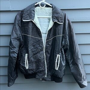 Black and White Zip-Up Windbreaker Jacket